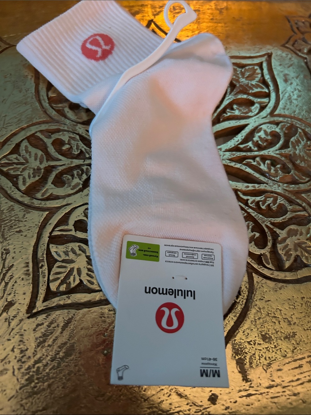 lululemon athletica White Crew Athletic Socks with Red Logo